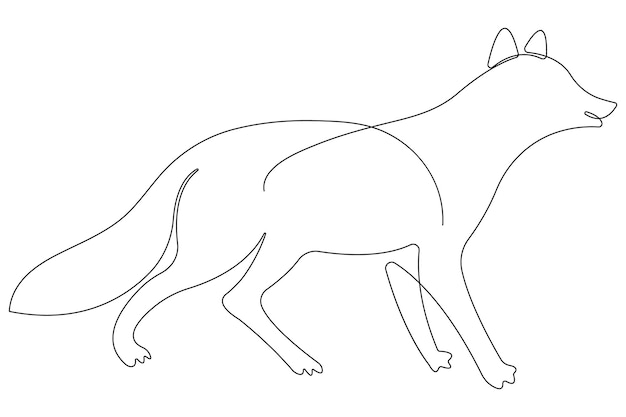 Illustrazione vettoriale di disegno di una linea continua di Fox