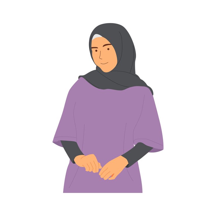 Vettore illustrazione vettoriale di donna musulmana che indossa l'hijab