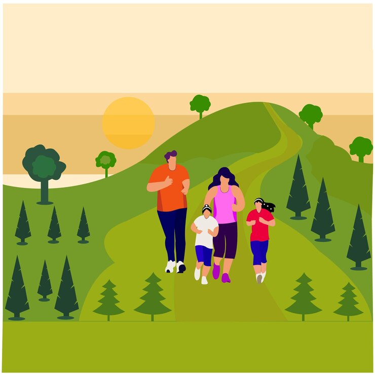 Vettore illustrazione vettoriale di esercizio fisico in famiglia immagine di fitness
