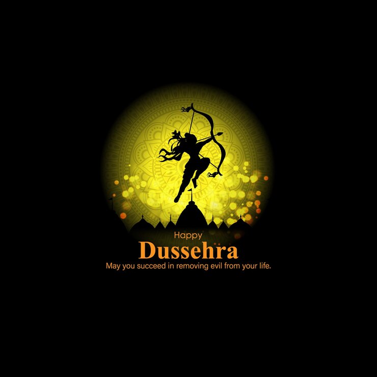 Vettore illustrazione vettoriale di felice saluto dussehra