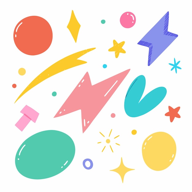 Illustrazione vettoriale di forme astratte colorate e stelle