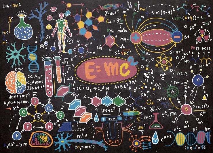 Vettore illustrazione vettoriale di formule scientifiche e calcoli