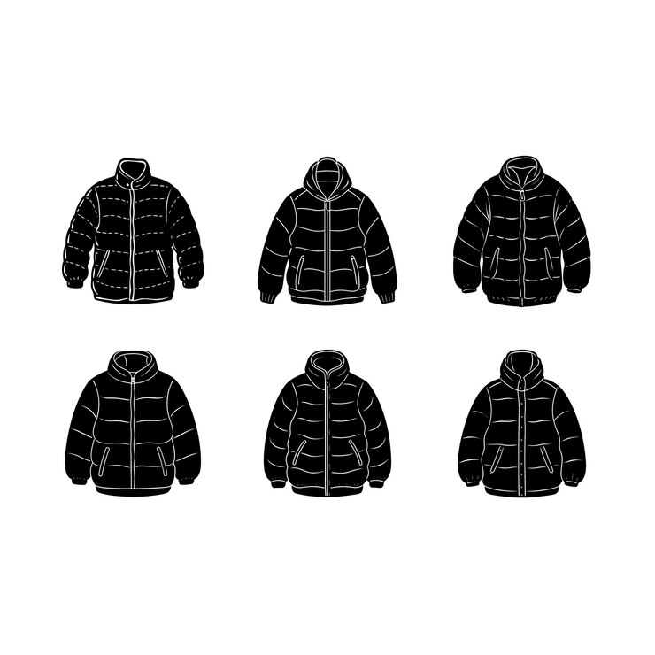 Vettore illustrazione vettoriale di giacca da gonfiaggio stylish winter coat clipart design