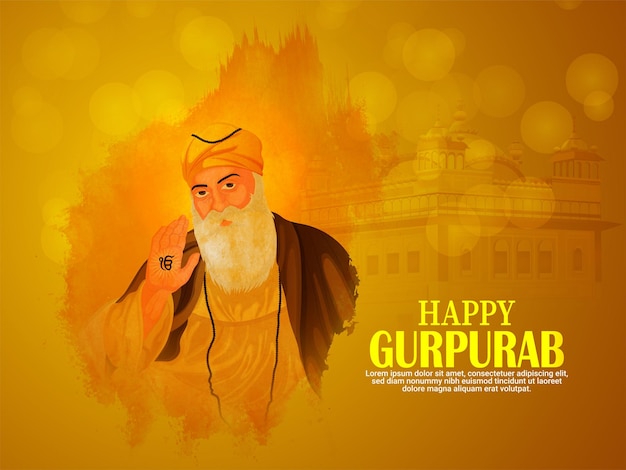 Illustrazione vettoriale di guru nanak dev ji per felice gurpurab