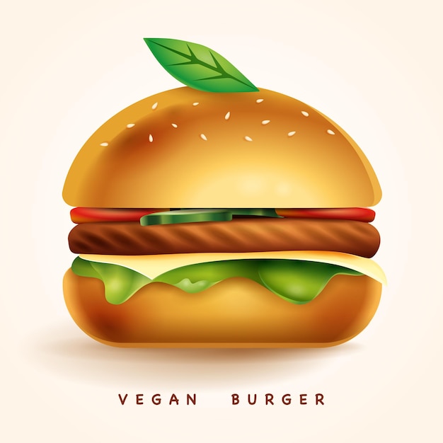 Illustrazione vettoriale di hamburger a base vegetale senza carne vegana