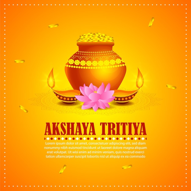 Illustrazione vettoriale di Happy Akshaya Tritiya augura banner di saluto