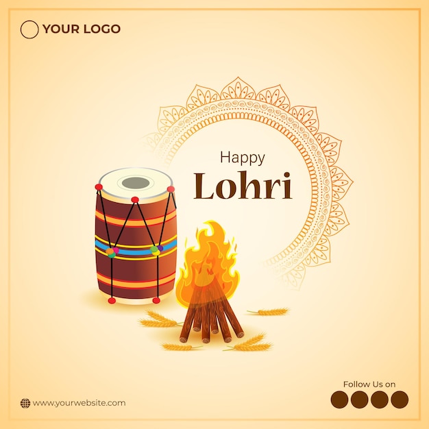 Illustrazione vettoriale di Happy Lohri festival augura sfondo