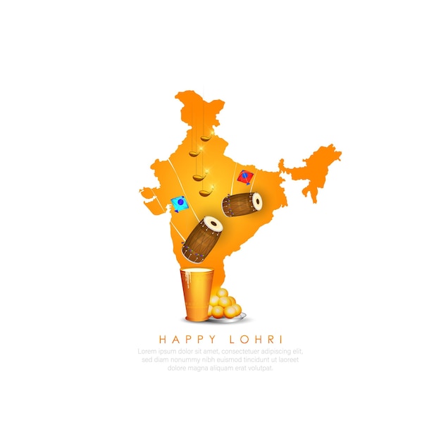 Illustrazione vettoriale di Happy Lohri vacanza sfondo per il festival Punjabi.