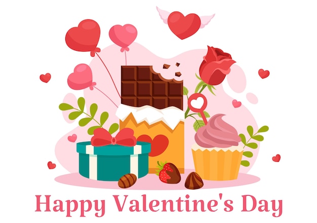 Illustrazione vettoriale di Happy Valentine39s Day il 14 febbraio con Heart o Love per l'affetto della coppia