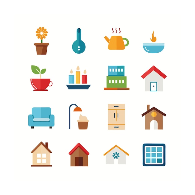 Illustrazione vettoriale di Home e Living Icon Set