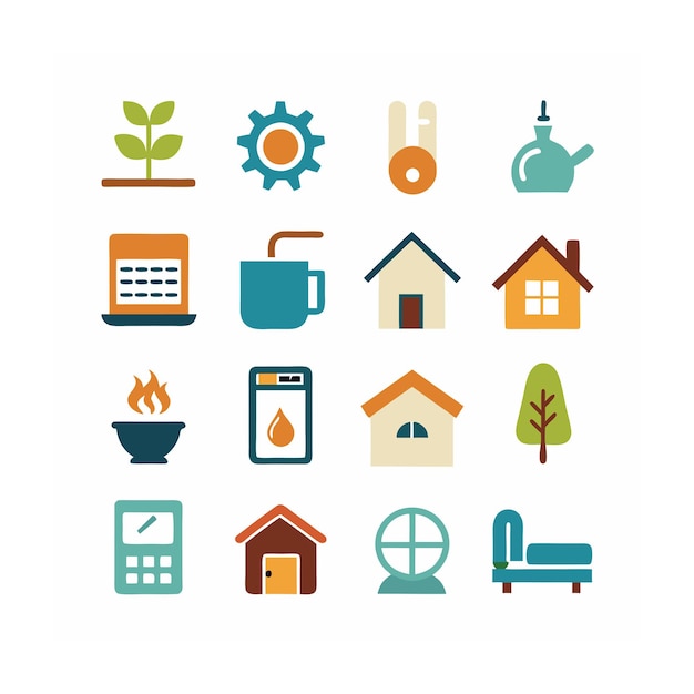 Illustrazione vettoriale di Home e Living Icon Set