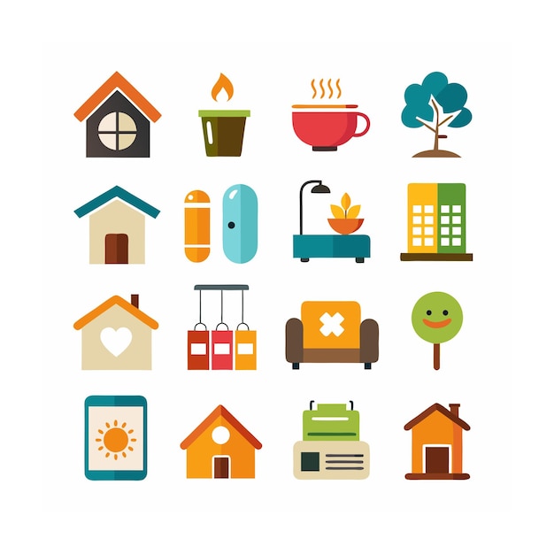 Illustrazione vettoriale di Home e Living Icon Set