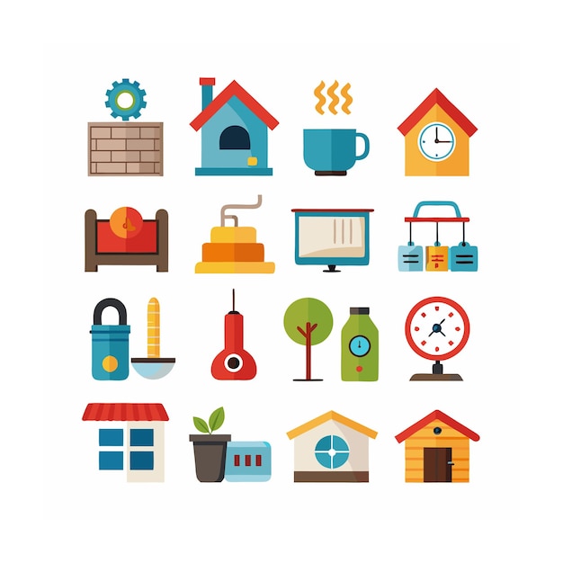 Illustrazione vettoriale di Home e Living Icon Set