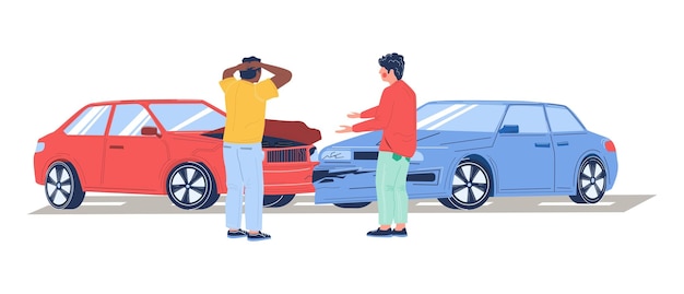 Illustrazione vettoriale di incidente stradale di due auto