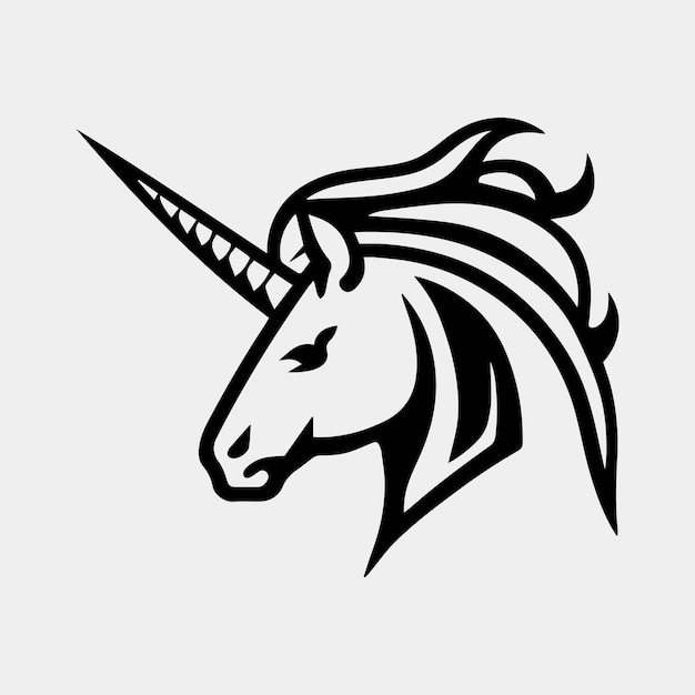 Illustrazione vettoriale di ispirazione del modello di progettazione del logo della mascotte dell'unicorno