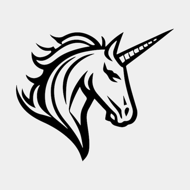 Illustrazione vettoriale di ispirazione del modello di progettazione del logo della mascotte dell'unicorno