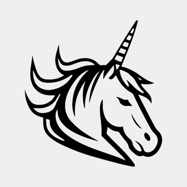 Illustrazione vettoriale di ispirazione del modello di progettazione del logo della mascotte dell'unicorno