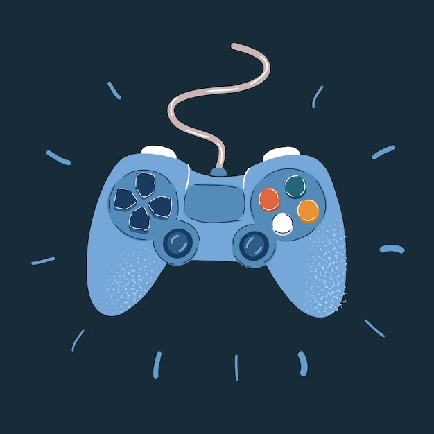 Illustrazione vettoriale di joystick con pulsanti sullo sfondo scuro