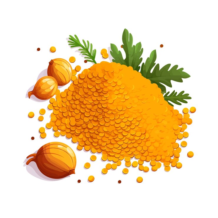 Vettore illustrazione vettoriale di lenti e curcuma disegnata a mano clipart sullo sfondo bianco