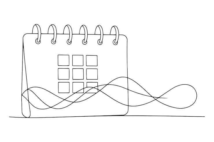 Vettore illustrazione vettoriale di linea continua del calendario looseleaf