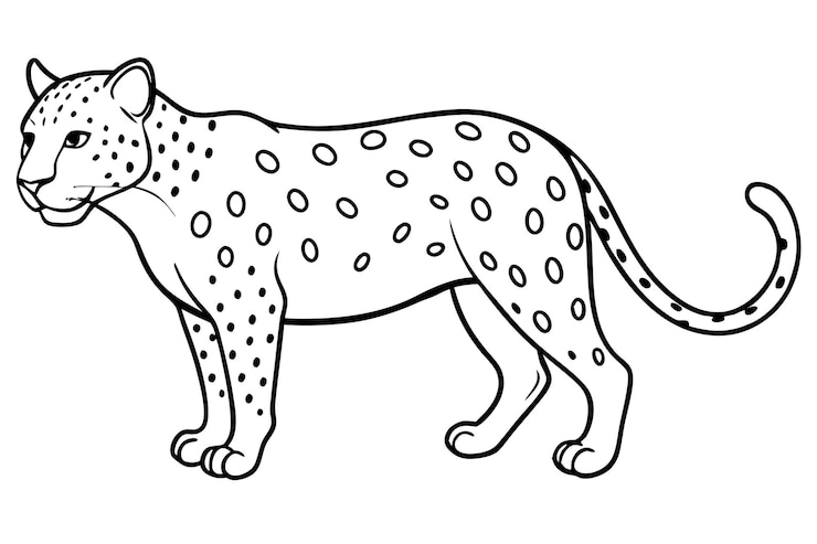 Illustrazione vettoriale di linea di leopardo per cartoni animati clipart e design perfetti per le stampe