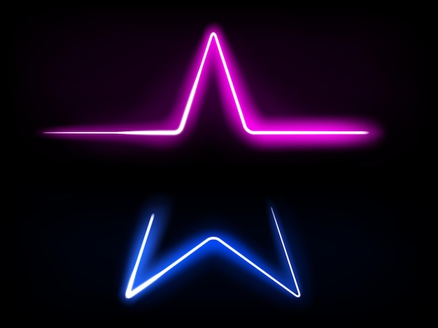 Illustrazione vettoriale di luce al neon con cornice a stella incandescente