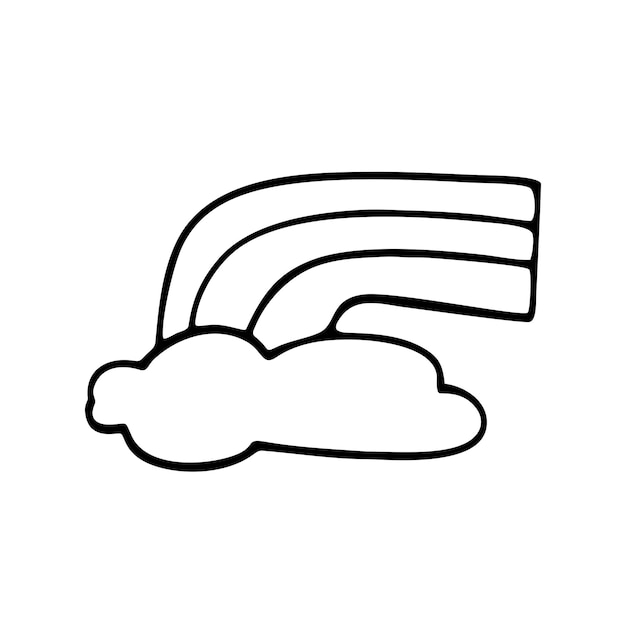 Illustrazione vettoriale di nuvola disegnata a mano con stile arte Rainbow Doodle