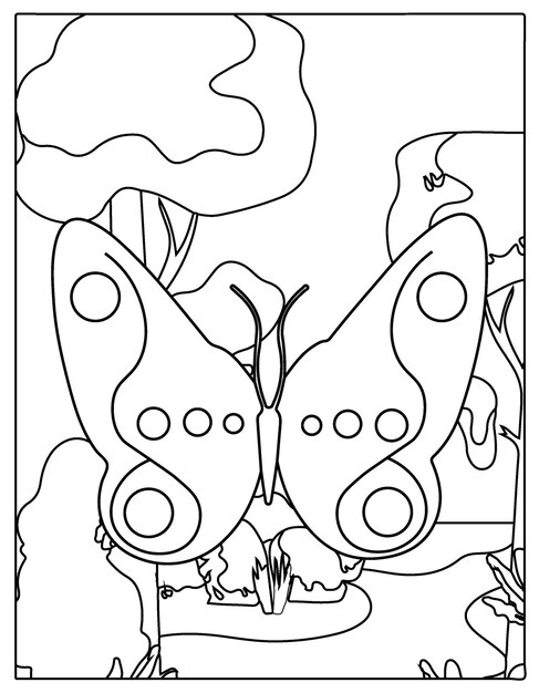 Illustrazione vettoriale di pagine da colorare di farfalle Attività primaverili per bambini