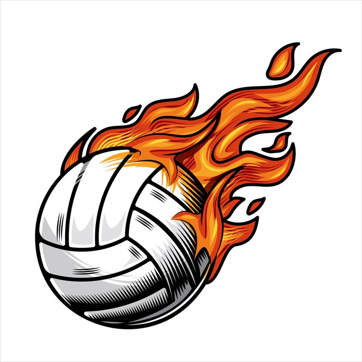 Illustrazione vettoriale di pallavolo in fiamme
