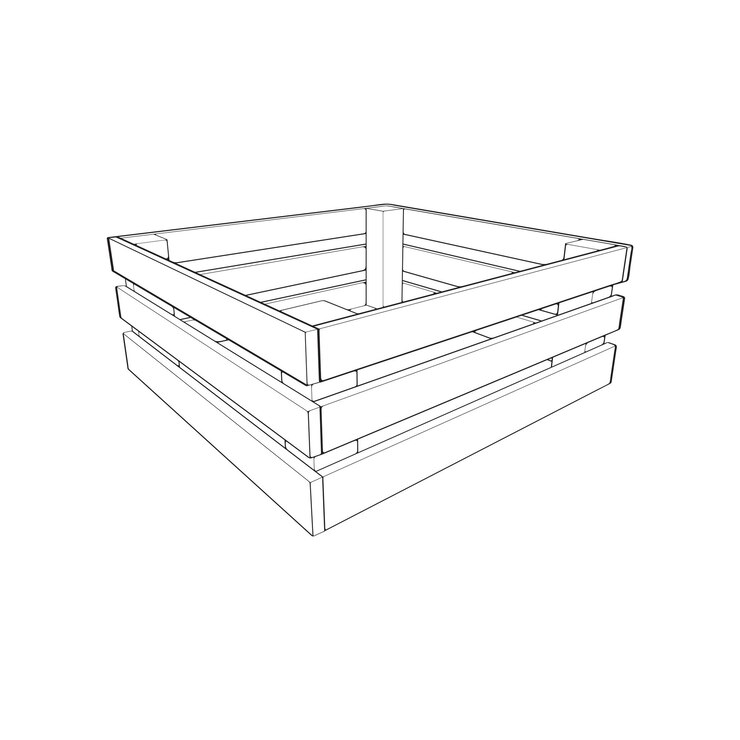 Illustrazione vettoriale di pallet in legno su sfondo bianco Contenitore in legno con profilo isometrico isolato Pallet in legno con profilo vettoriale isometrico