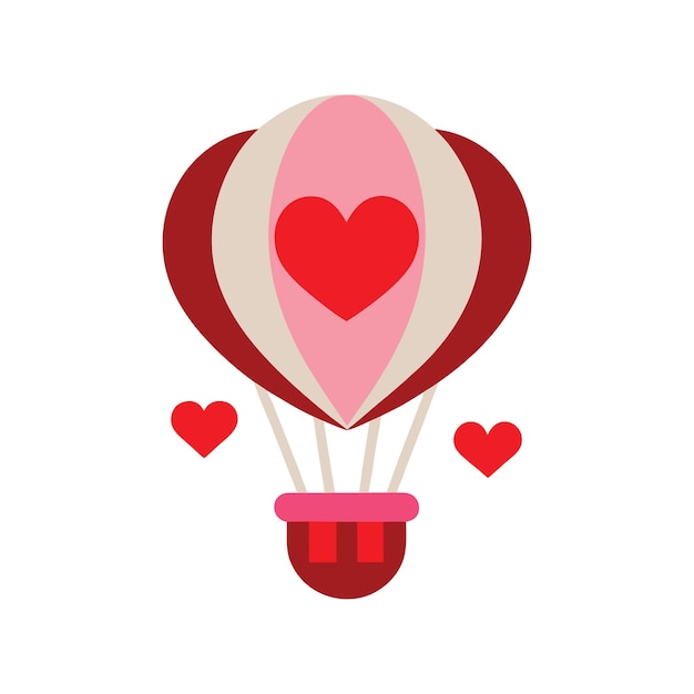 illustrazione vettoriale di palloncino ad aria calda con cuori