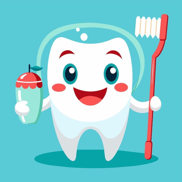 illustrazione vettoriale di personaggi di animazione sull'igiene dentale