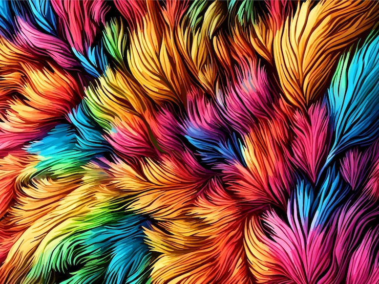 Vettore illustrazione vettoriale di piume colorate in macro dettagli