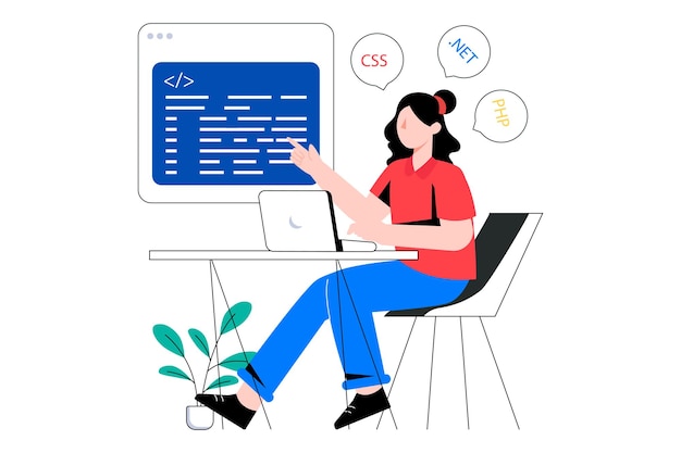 Illustrazione vettoriale di programmazione in stile piatto. Illustrazione di scorta