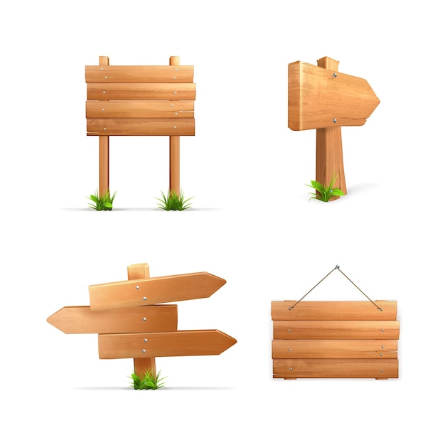 illustrazione vettoriale di raccolta di set vettoriali di direzione in legno