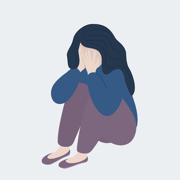 Illustrazione vettoriale di ragazza che piange
