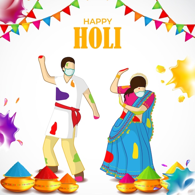 Illustrazione vettoriale di saluto Happy Holi