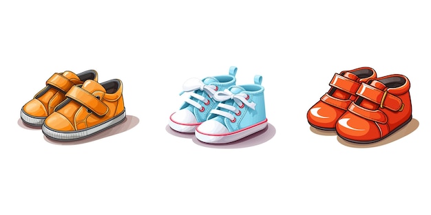 Illustrazione vettoriale di scarpe per bambini in stile isolato su sfondo bianco