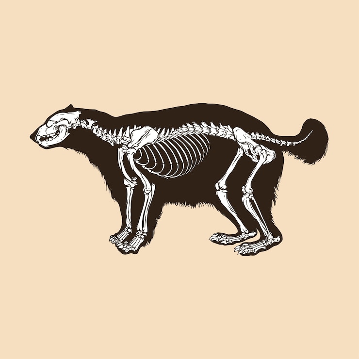 Vettore illustrazione vettoriale di scheletro ghiottone