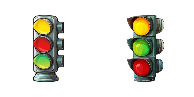 Illustrazione vettoriale di semafori a cartoni animati