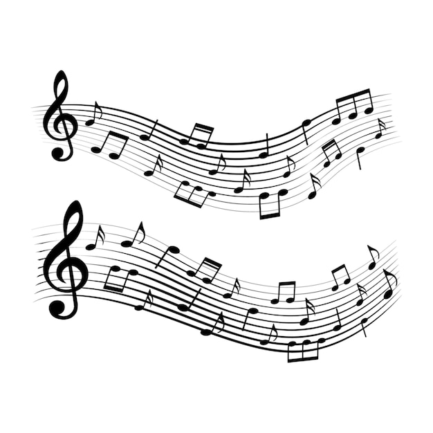 Illustrazione vettoriale di set di note musicali nere