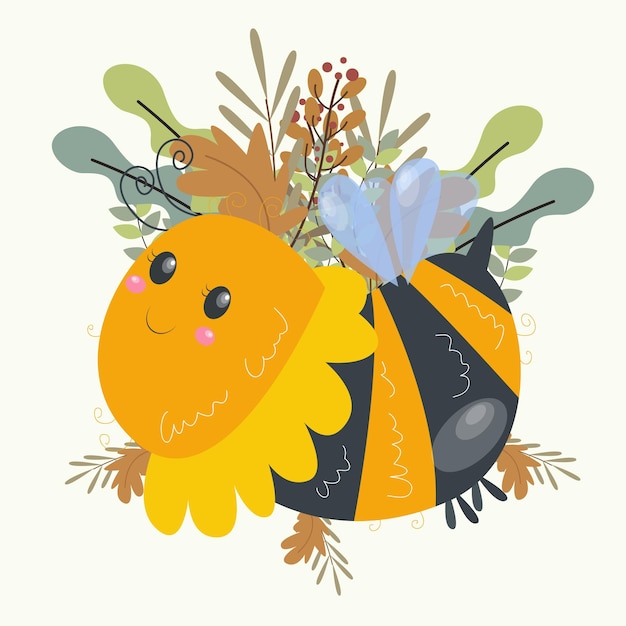 Illustrazione vettoriale di sfondo carino ape disegno