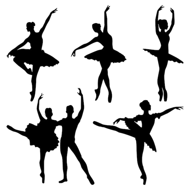 Illustrazione vettoriale di silhouette di danza del balletto