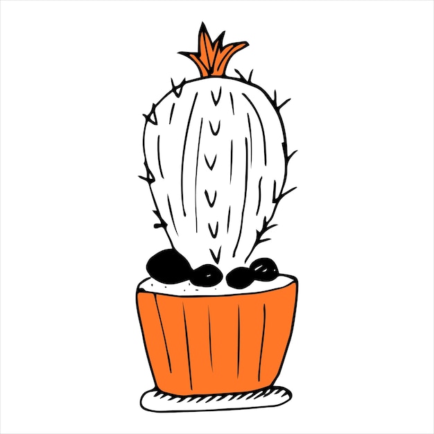 Illustrazione vettoriale di simpatici scarabocchi di cactus in vaso