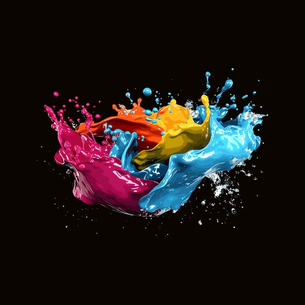 illustrazione vettoriale di spruzzi d'acqua colorati