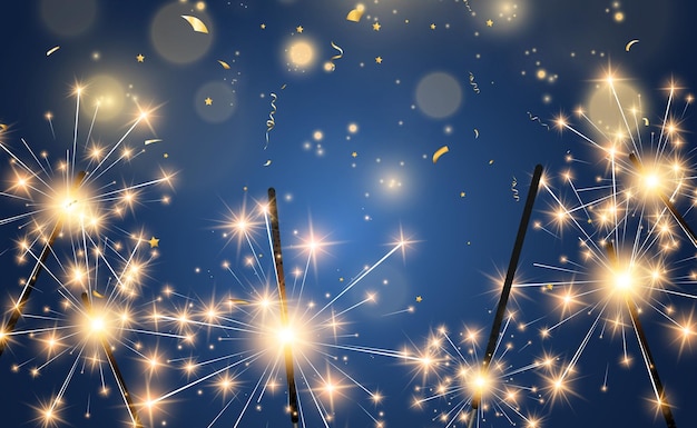 Illustrazione vettoriale di stelle filanti su uno sfondo trasparente.