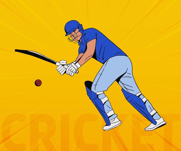 Illustrazione vettoriale di un battitore che gioca a cricket sport IPL Cricket