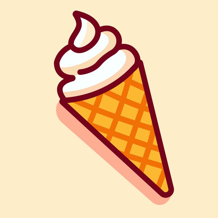 Vettore illustrazione vettoriale di un carino gelato al cono di vaniglia