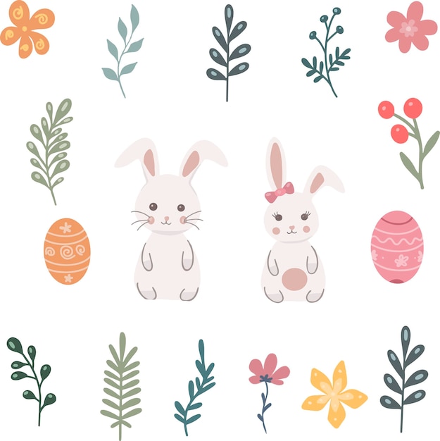 Illustrazione vettoriale di un coniglietto di pasqua e una carta di Pasqua dell'uovo