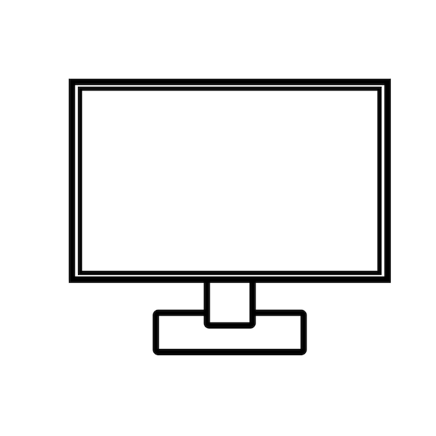 Illustrazione vettoriale di un'icona digitale moderna in bianco e nero di un computer rettangolare intelligente digitale